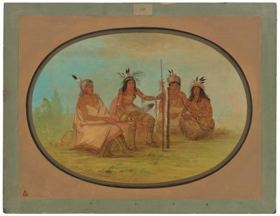 Un jefe ojibwe anciano y tres guerreros de George Catlin