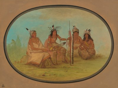 Un anciano jefe Ojibbeway y tres guerreros de George Catlin