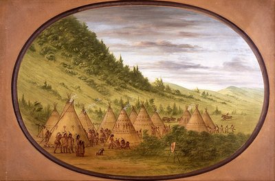 Un poblado ojibwe de tiendas de piel de George Catlin