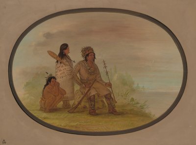 Un Viejo Indio Nayas, Su Nieta y un Niño, 1855-1869 de George Catlin