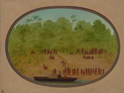 Un pueblo Omagua - Boceto de barco, 1854-1869 de George Catlin