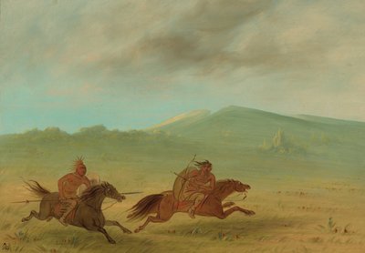 Un indio osage persiguiendo a un camanche de George Catlin