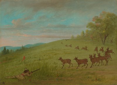 Caza de antílopes - Assinneboine, 1861-1869 de George Catlin
