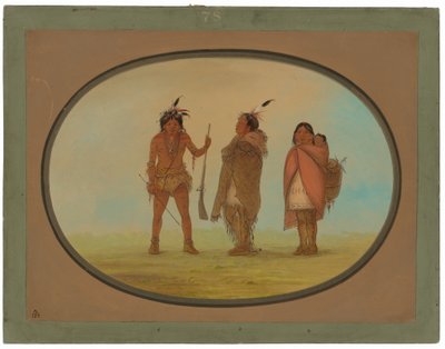 Jefe Arapaho, su esposa y un guerrero de George Catlin