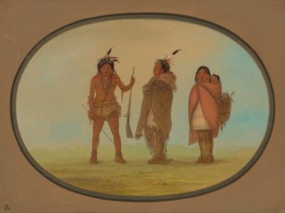 Jefe Arapaho, su esposa y un guerrero de George Catlin