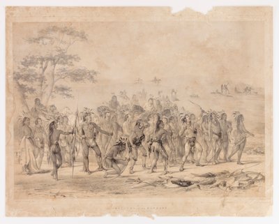 Tiro con arco de los Mandans--no. 24 de George Catlin