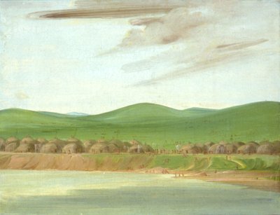 Pueblo Arikara de cabañas cubiertas de tierra, a 1600 millas sobre St. de George Catlin