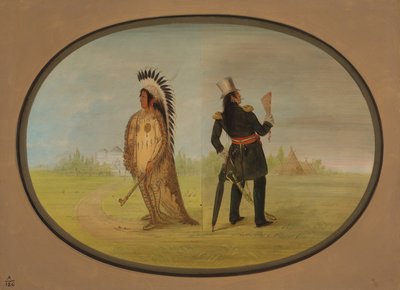 Jefe Assinneboine antes y después de la civilización, 1861-1869 de George Catlin