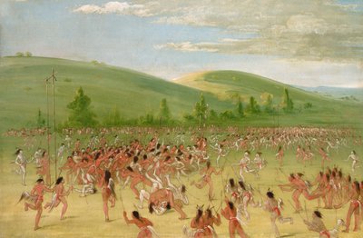 Juego de pelota de los Choctaw - pelota arriba, 1834-1835 de George Catlin