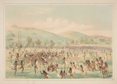Juego de pelota, pl. 23 de la cartera de indios norteamericanos de George Catlin
