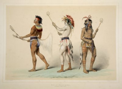 Jugadores de Pelota, de la Cartera de Indios Norteamericanos de Catlin. Escenas de Caza y Diversiones de las Montañas Rocosas y Praderas de América, pub. 1845 de George Catlin