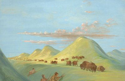 Batiste, Bogard y Yo Acercándonos a los Búfalos en el Missouri de George Catlin