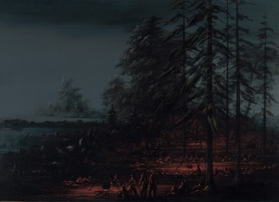 Bivouac de una partida de guerra Sioux de George Catlin