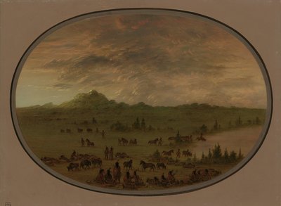 Bivouac de una partida de guerra Sioux al amanecer, 1861-1869 de George Catlin