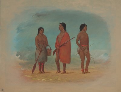 Jefe Botocudo, su esposa y un joven, 1854-1869 de George Catlin