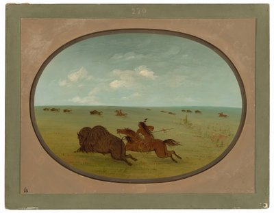 Caza de búfalos, indios sioux, Alto Missouri de George Catlin