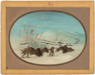 Caza de búfalos en los ventisqueros - Ojibbeway de George Catlin
