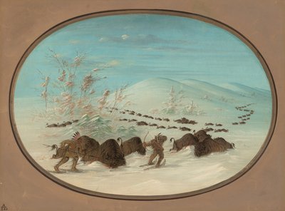 Caza de búfalos en los ventisqueros - Ojibbeway de George Catlin