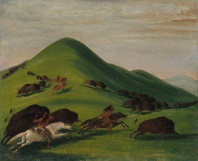 Buffalo Chase sobre Prairie Bluffs de George Catlin