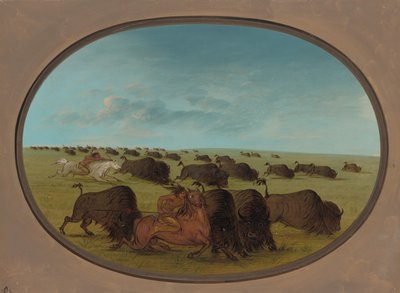 Caza de búfalos, con accidentes, 1861-1869 de George Catlin