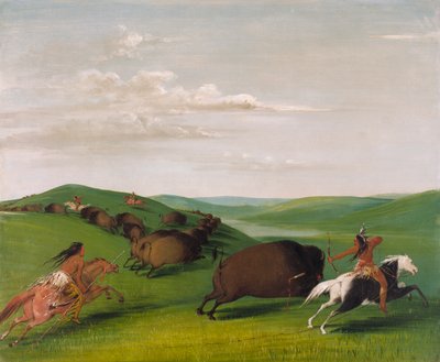 Caza de búfalos con arcos y lanzas de George Catlin