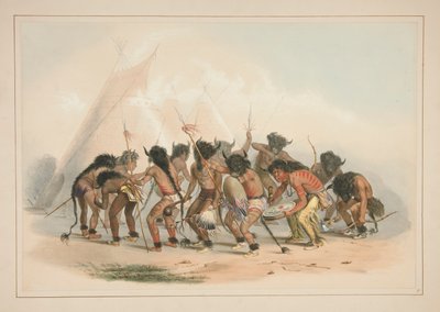 Danza del búfalo, pl. 8 de la cartera de indios norteamericanos de George Catlin