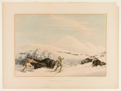 Caza del búfalo, con raquetas de nieve--no. 15 de George Catlin