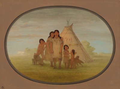 Niños del jefe comanche y wigwam, 1861-1869 de George Catlin