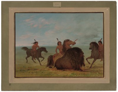 Comanches lanzando a un toro de búfalo de George Catlin