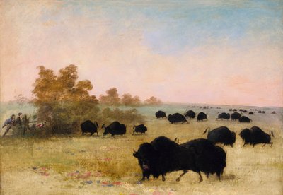 Catlin y su grupo acechando búfalos, Alto Missouri, 1846-1848 de George Catlin