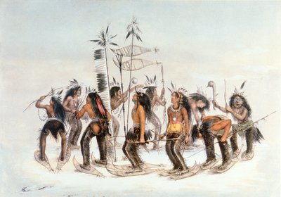 Danza de raquetas de nieve Chippewa, c.1835 de George Catlin