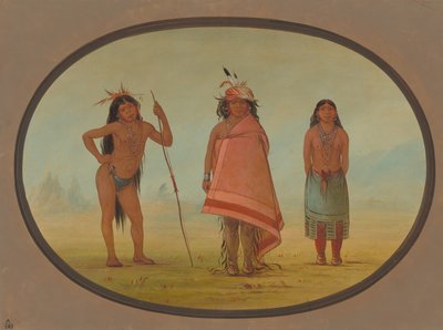 Jefe Cochimtee, su esposa y un guerrero, 1855-1869 de George Catlin
