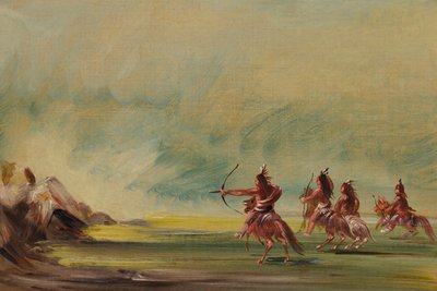 Comanche dando flechas a la Medicine Rock de George Catlin