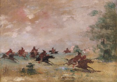 Partida de guerra comanche, montada en caballos salvajes de George Catlin