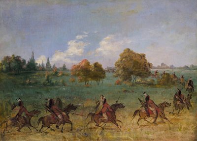 Grupo de Guerra Comanche en Marcha, Completamente Equipado de George Catlin