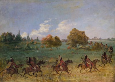 Partida de guerra comanche en marcha, completamente equipada, 1846-1848 de George Catlin