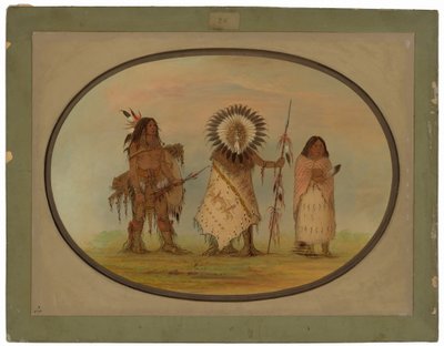 Jefe Crow, Su Esposa y un Guerrero de George Catlin