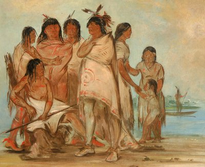 Du-cór-re-a, jefe de la tribu, y su familia de George Catlin