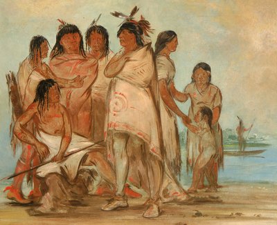 Du-cór-re-a, jefe de la tribu, y su familia, 1830 de George Catlin
