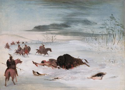 Toro de búfalo moribundo en un ventisquero de George Catlin