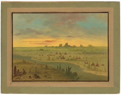 Campamento de Indios Pawnee al Atardecer de George Catlin