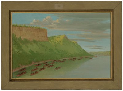 Padre Hennepin y compañeros pasando el Salto del Amante. Abril 1680 de George Catlin