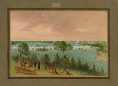 El Padre Hennepin y sus hombres en las Cataratas de San Antonio, 1 de mayo de 1680 de George Catlin