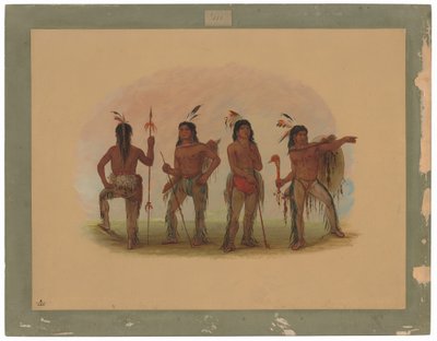 Cuatro Guerreros Navajo de George Catlin