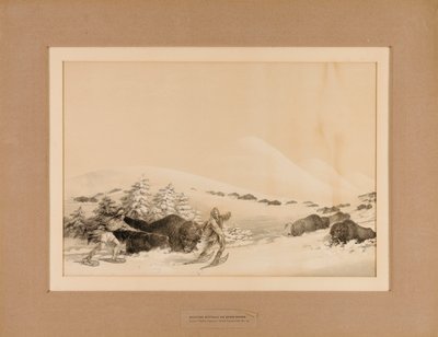 Cazar búfalos en la nieve--no. 15 de George Catlin