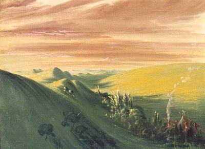 Indios acampando al atardecer, Alto Missouri de George Catlin