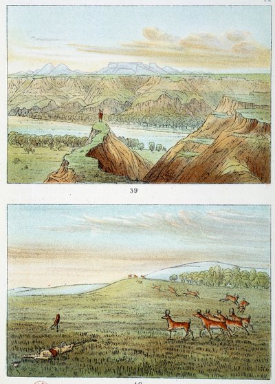 Indios de América: caza de antílopes. Grabado de George Catlin (1794-1872). de George Catlin