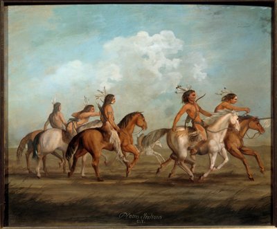 Indios de América a caballo. Pintura de George Catlin (1794-1872) de George Catlin