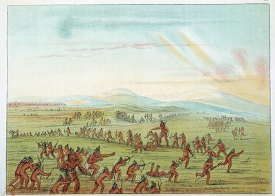 Indios de América: enseñanza de la caza para niños Mandan entre 7 y 15 años. Ilustración de George Catlin de George Catlin