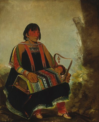Jú-ah-kís-gaw, Mujer con su hijo en una cuna, 1835 de George Catlin